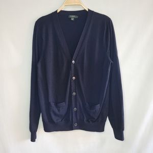 J. Crew Merino Wool Cardigan Sweater Women's Large Navy